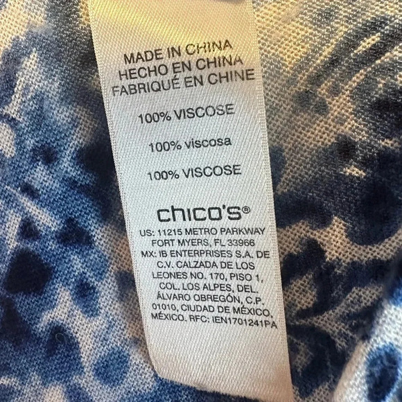 Chicos open front, blue marbled lightweight (viscose )cardigan. Size S/M - Picture 8 of 9